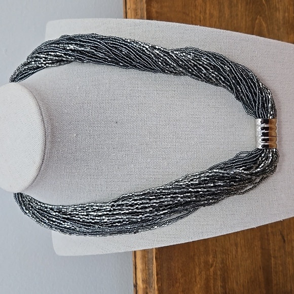 METALLIC BEAD TORSADE NECKLACE - Picture 2 of 5